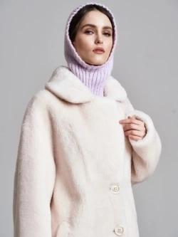 Шуба чебурашка длинная из овечьей шерсти, SilverFox (арт.S1072rm09bz)