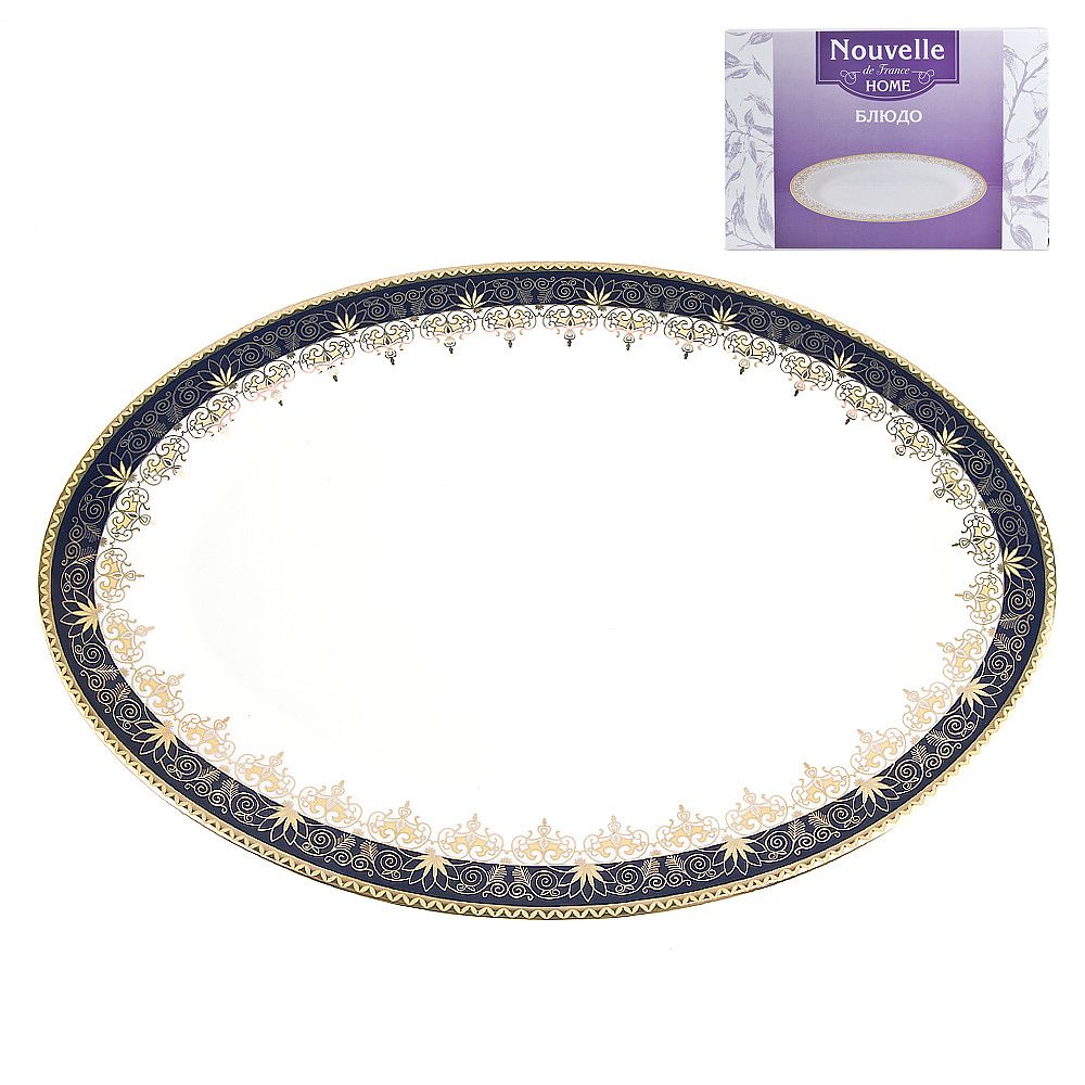 Блюдо сервировочное "Шик" 35*24*2см. (фарфор) (подарочная упаковка)