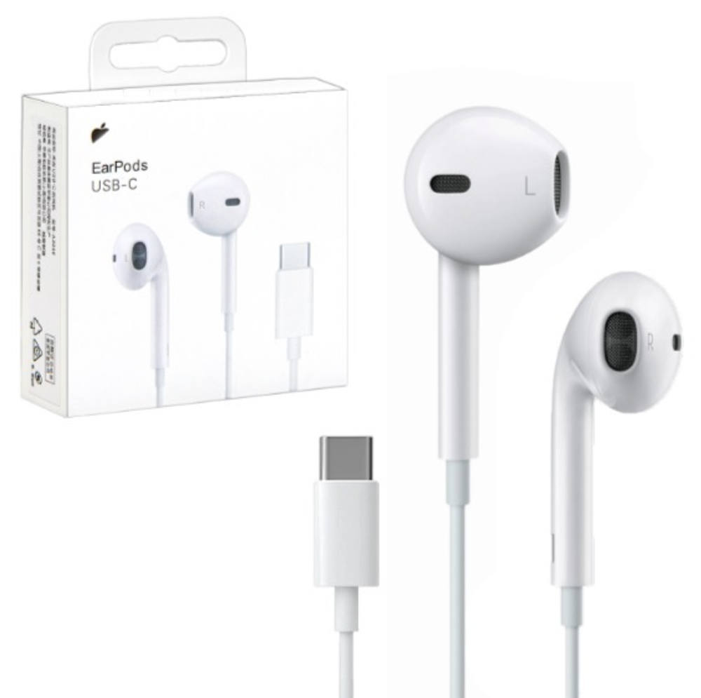 Наушники с микрофоном EaiPods 15 Type-C лого (белый в упаковке)