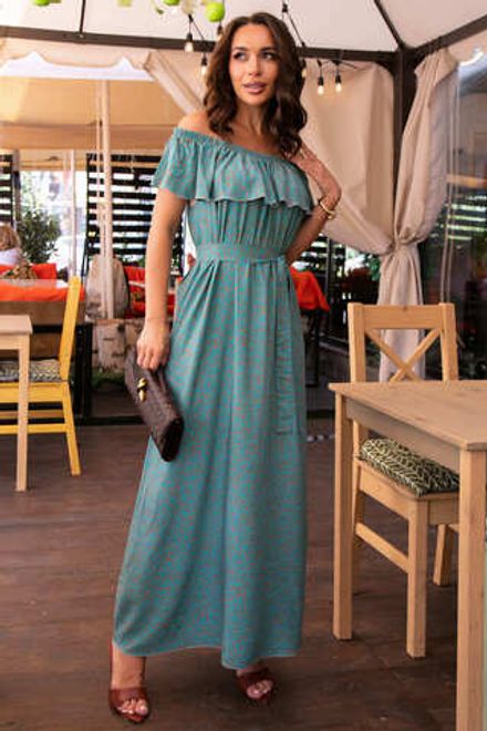 Платье Элинор макси (серо-голубое) П14010-12М LT Collection