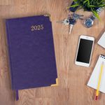 Ежедневник датированный 2025 А5 138x213 мм BRAUBERG "Senator", под кожу, фиолетовый, 115818