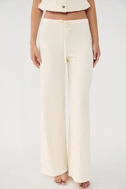 ZARA БРЮКИ ПРЯМОГО КРОЯ ИЗ РЕЛЬЕФНОЙ ТКАНИ, ЭКРЮ