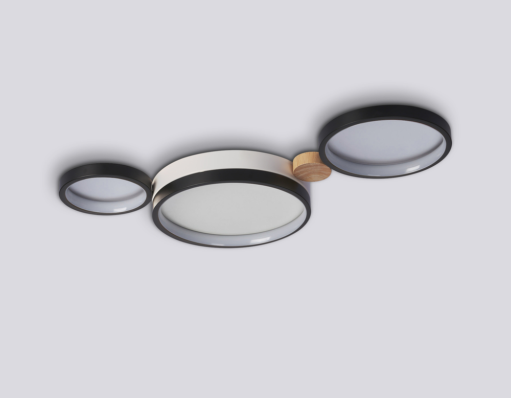 Настенно-потолочный светодиодный светильник с пультом FL4814/3 BK/WH черный/белый 3000K-6400K 45W 620*290*55 (ПДУ ИК)