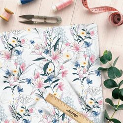 Ткань таффета лёгкий цветочный букет