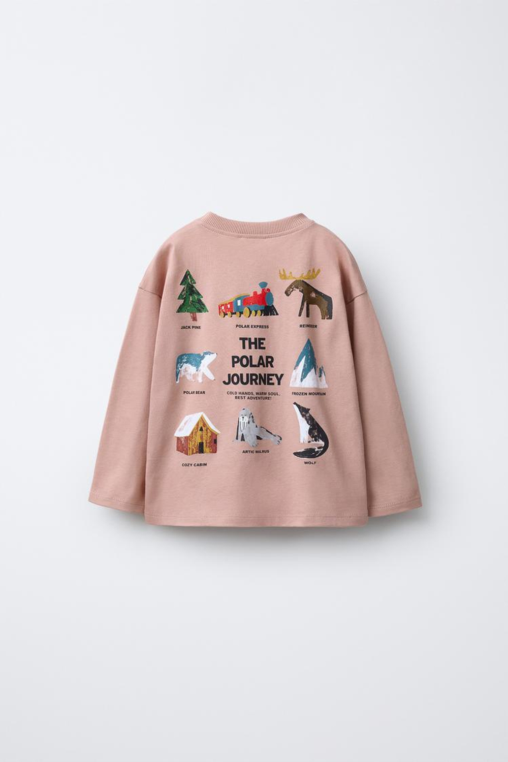 ZARA ЛОНГСЛИВ С ПРИНТОМ «ГОРЫ», ТЕМНО-РОЗОВЫЙ