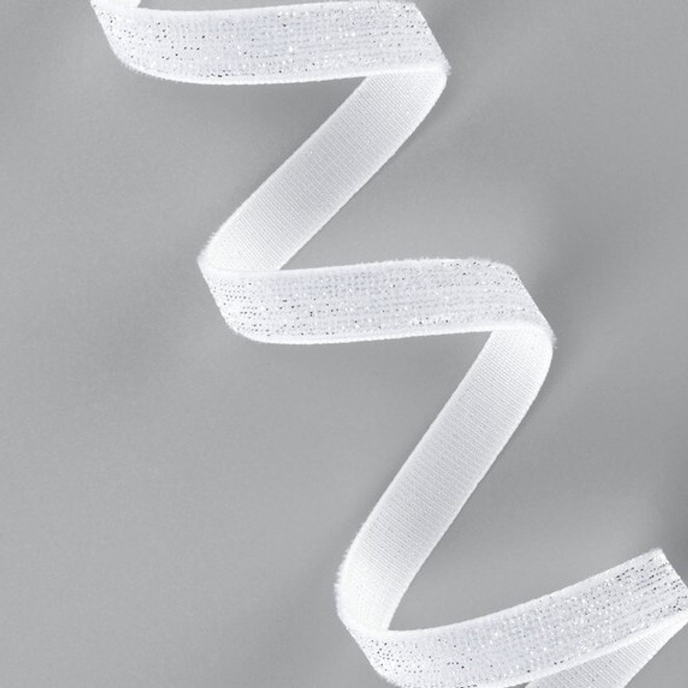 Бархатная лента с серебряным люрексом 20 мм