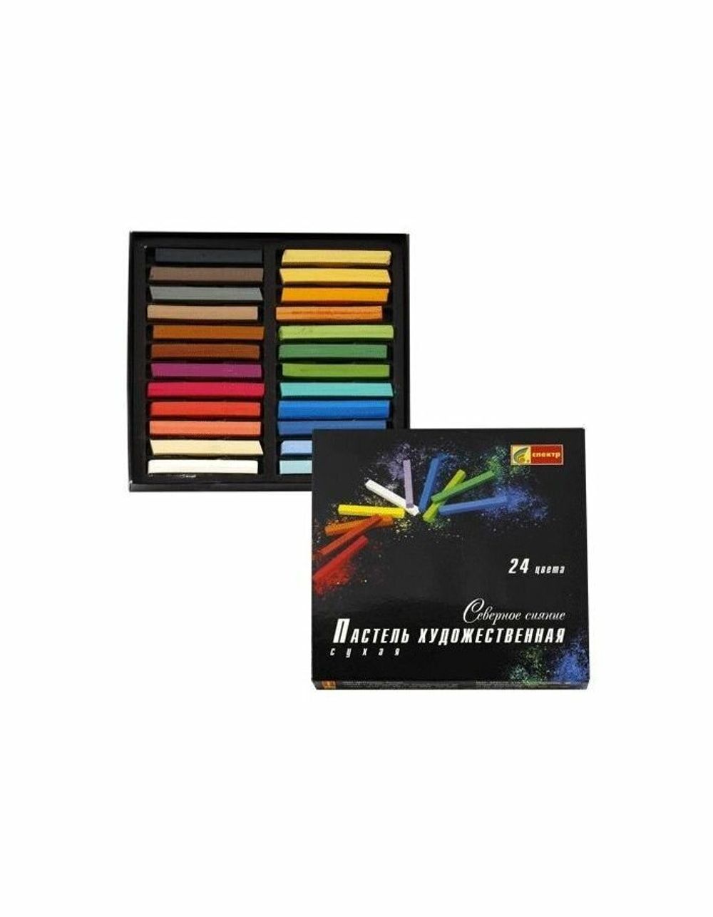 Пастель сухая художественная СПЕКТР "Северное сияние", 24 цвета, квадратное сечение, 06С-406