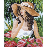 "Девушка в шляпе"-0764 канва с рисунком