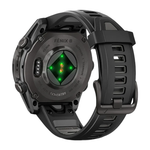 Спортивные часы Garmin fenix 8, 43 мм, AMOLED, титан с DLC, сапфир, силиконовый ремешок цвета чёрный/«серая галька» Тёмно-серый безель из титана с DLC-покрытием, AMOLED-дисплей. Ремешок с классической застёжкой — на запястье обхватом 108–182 мм