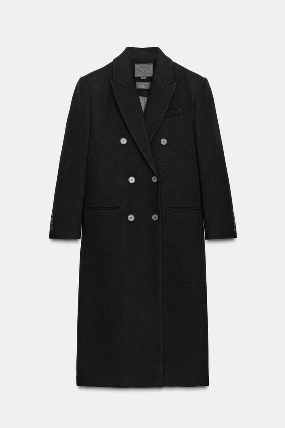 ZARA ПАЛЬТО ИЗ СМЕСОВОЙ ШЕРСТИ — ZW COLLECTION LIMITED EDITION, ЧЕРНЫЙ