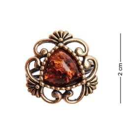 AM-2667 Кольцо «Виолла треугольник» (латунь, янтарь)