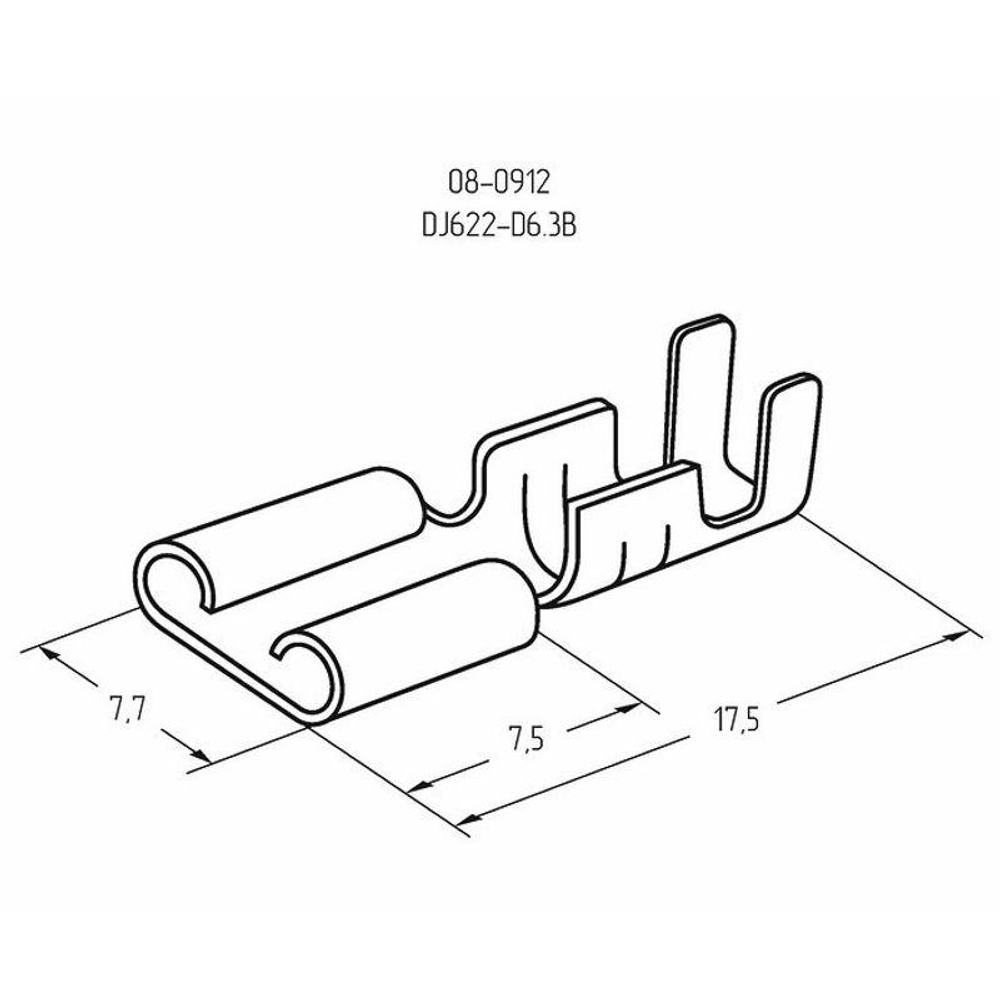 Клемма плоская (гнездо-7.7мм) 1-1.5кв.мм (DJ622-D6.3B) Rexant 08-0912