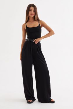 Майка на бретелях  из бамбука черного цвета