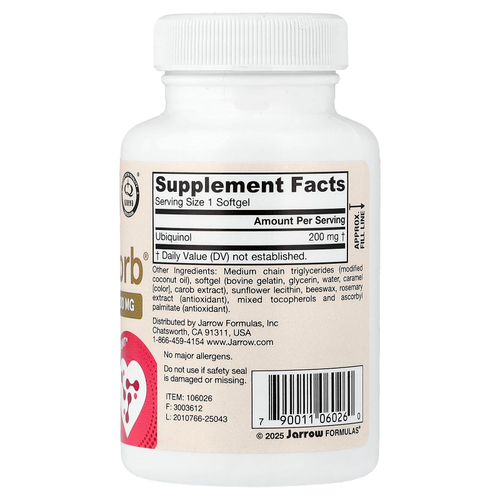 Jarrow Formulas, Убихинол, QH-Absorb, 200 мг, 60 мягких таблеток