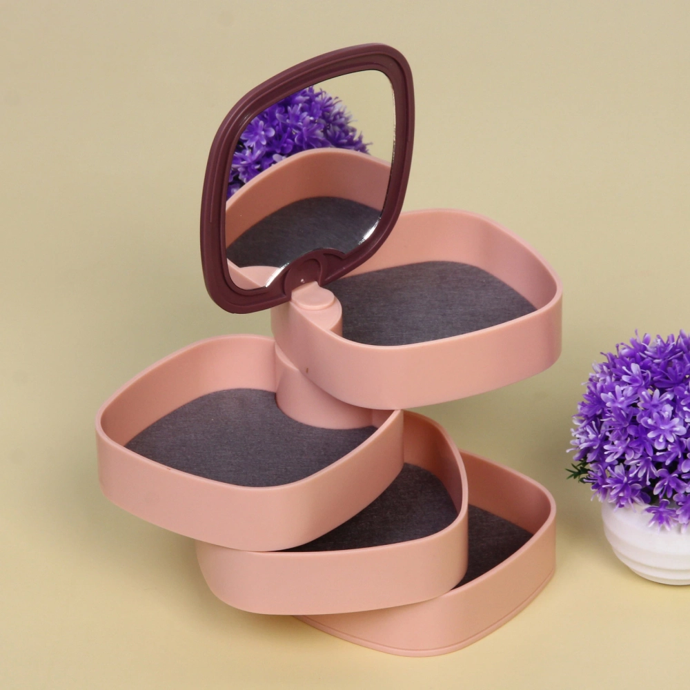 Органайзер для хранения с зеркалом «ПИОНТО», цвет пудровый, 12*11см (упаковка коробка)