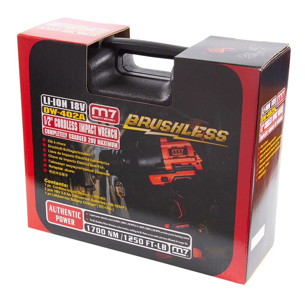 Гайковерт аккумуляторный ударный 1/2", 1700 Нм, 18 В, без аккумулятора и ЗУ MIGHTY SEVEN DW-402