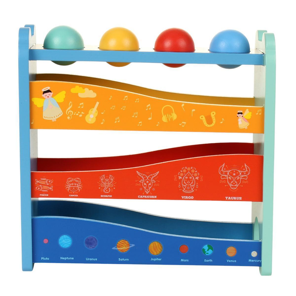 Развивающая игрушка деревянная Парковка + стучалка, коробка C-41893