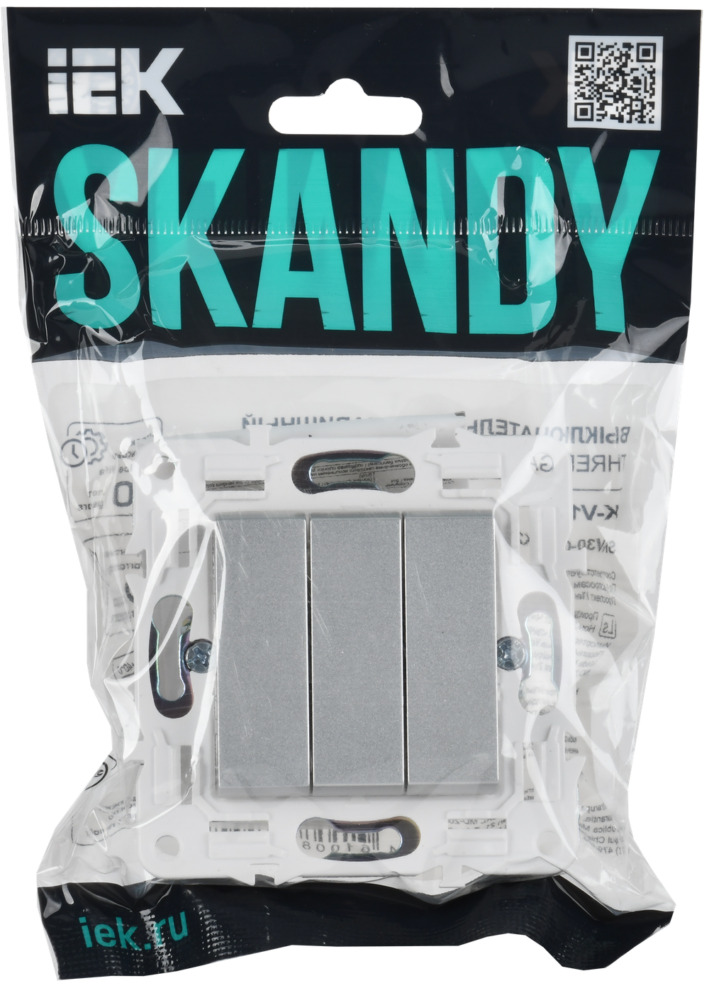 SKANDY Выключатель 3-клавишный 10А SK-V11S серебряный IEK