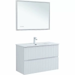 Тумба Aquanet Джейн 100 313288 с раковиной Flat 100 254365 белая матовая