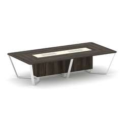 Steel Meet Стол переговорный прямоугольный KM-PR.B.SP-12 Дуб Мали/Ваниль Глянец/Металл Белый 3200*16