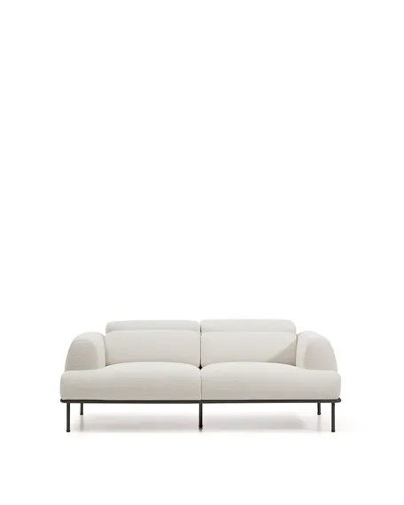 2-местный диван Aurum из шенилла цвета экрю и серого металла 210 см