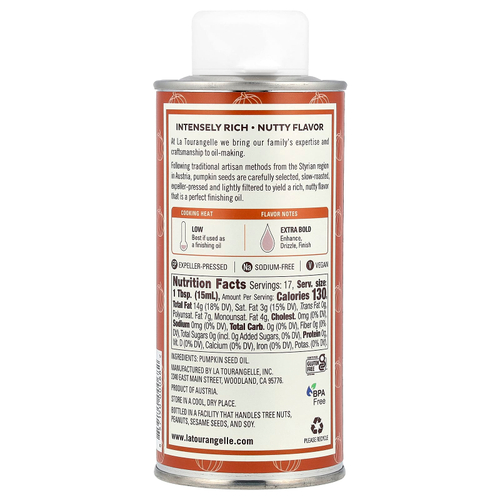 La Tourangelle, Масло из обжаренных тыквенных семечек, 250 мл (8,45 жидк. унц.)