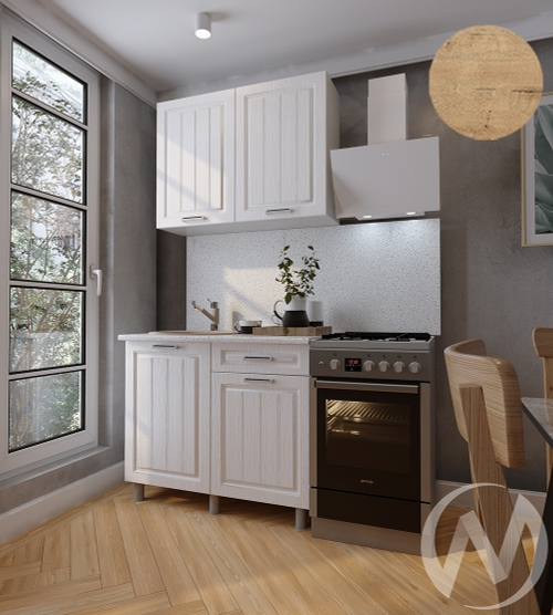 Кухня Лаура 1.0м (корпус белый/клен белый) 38мм дуб бунратти