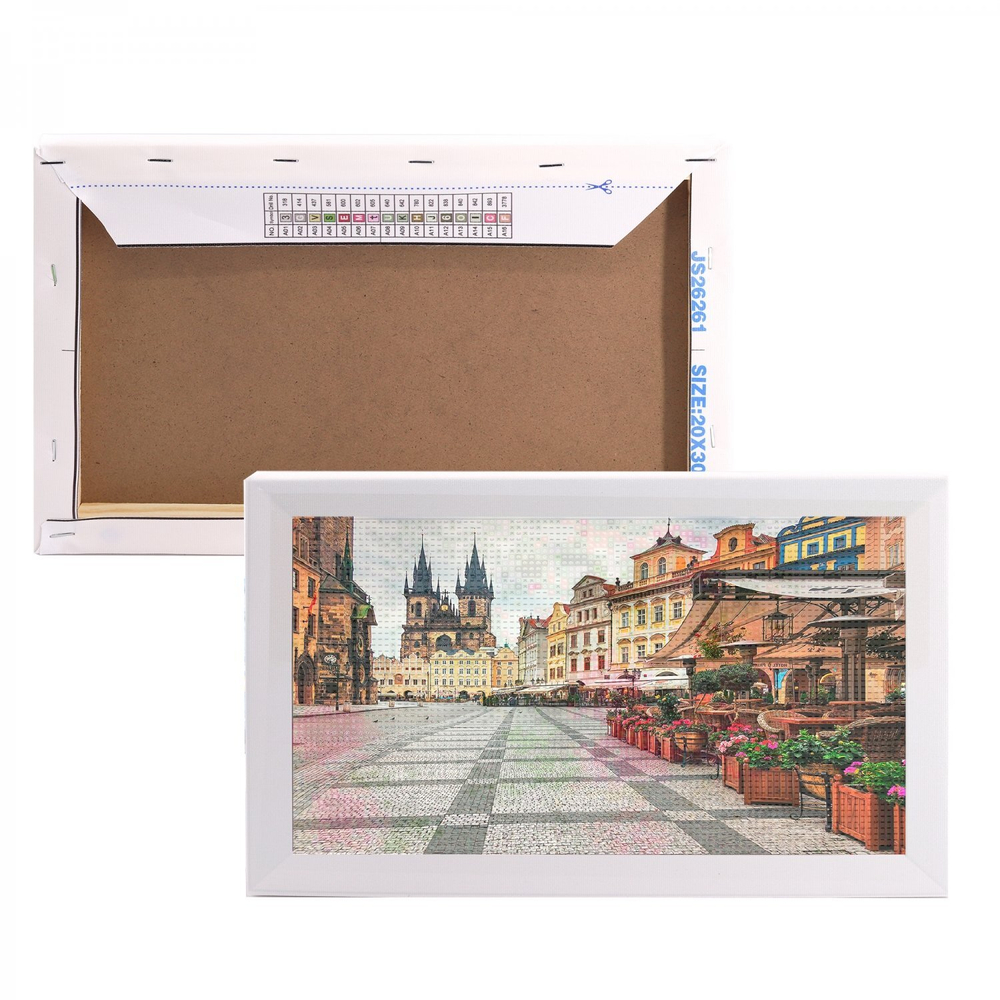 Алмазная мозаика Alingar, на подрамнике, с полным заполнением, (глянц), 20х30 см, 19 цветов, "Городская площадь"