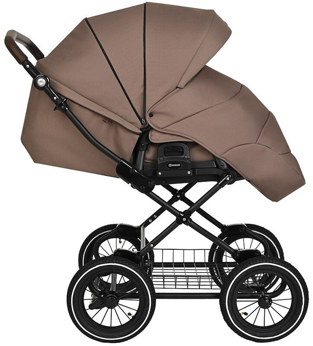 Детская коляска Roan Bass Next Classic d12 3 в 1 с автокреслом Tutis Elo Black RCL265/1 Raisin Mood