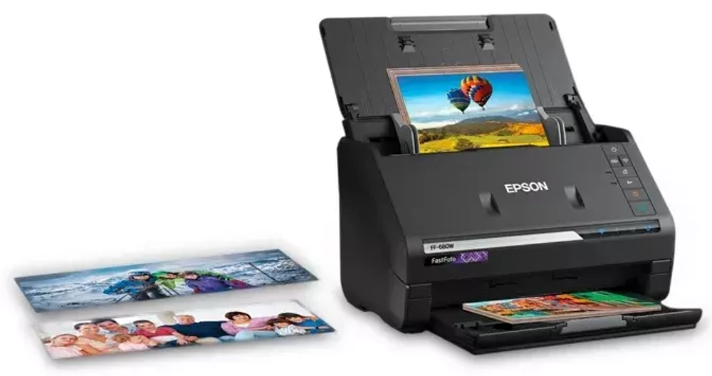 Сканер Epson FastFoto FF-680W (EMEA), B11B237401, A4, 600x600, 48/24-bit, 80 фото 10х15/мин, USB2.0, Wi-Fi