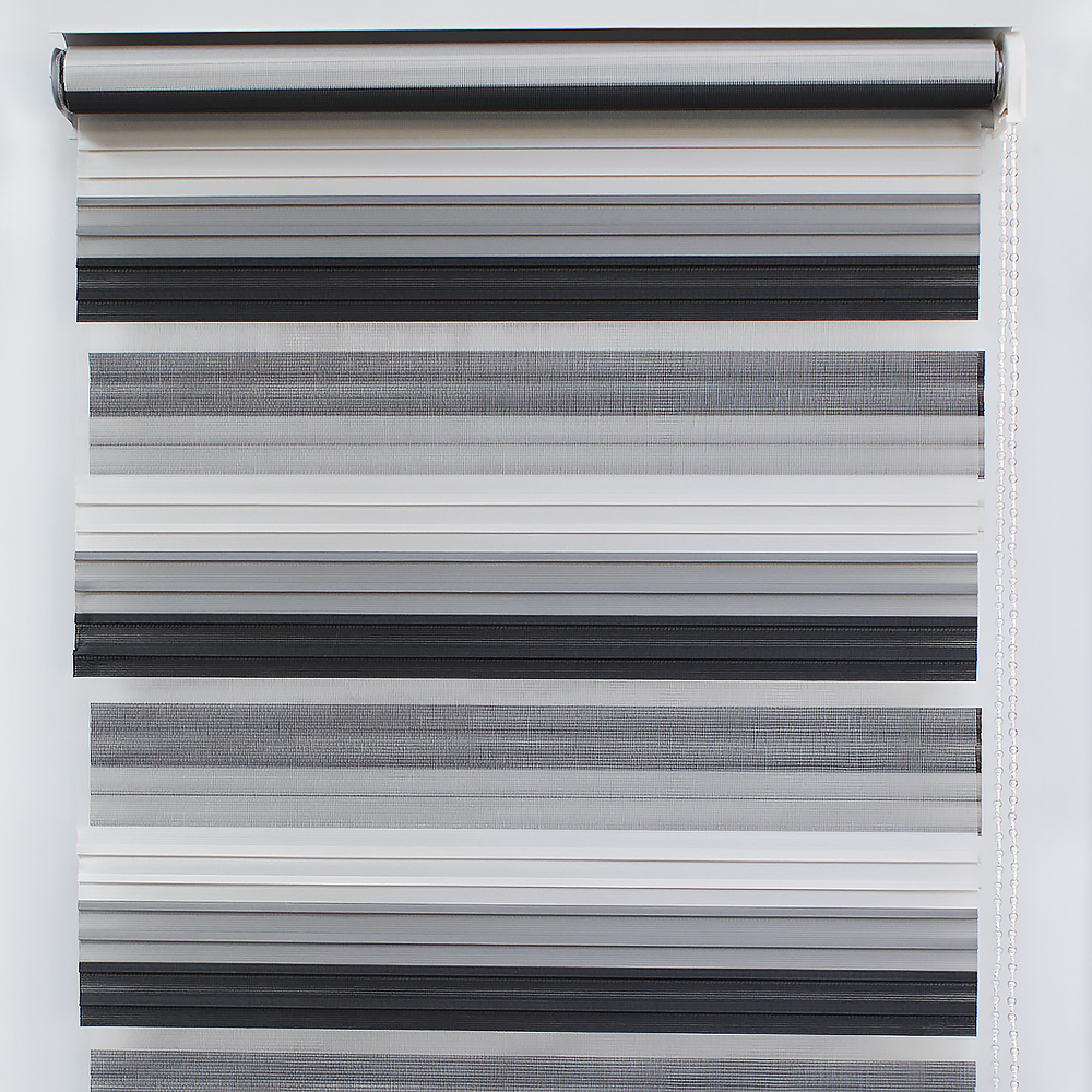 Штора рулонная "День/ночь" 140*160см черно-белая, 110г/м2, NNSR039