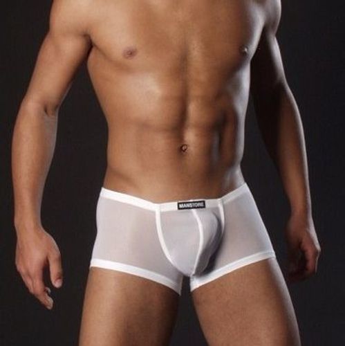 Мужские трусы хипсы прозрачные белые Manstore Bungee Pants Hysterie White