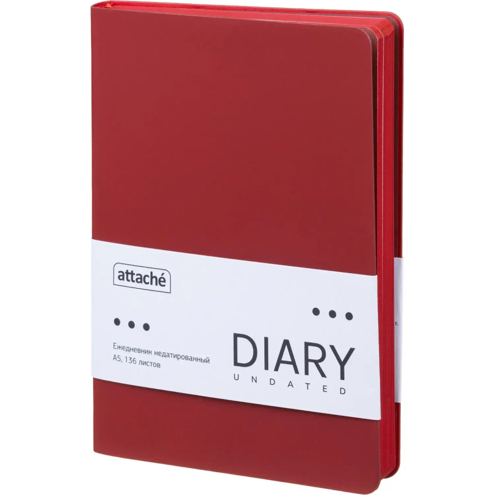 Ежедневник недатированный ATTACHE Soft touch А5, 140х200мм, 136л, красный