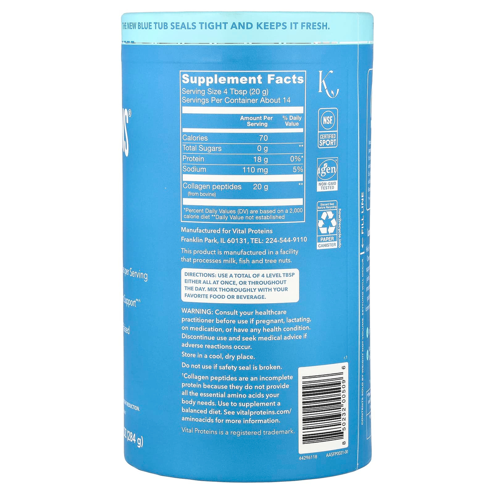 Vital Proteins, пептиды коллагена, без добавок, 284 г (10 унций)