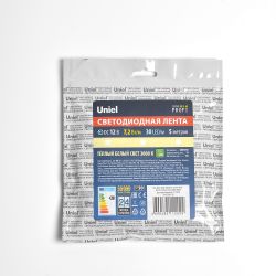 ULS-M22-5050-30LED-m-10mm-IP20-DC12V-7.2W-m-5M-3000K PROFI Гибкая светодиодная лента на самоклеящейся основе. Катушка 5м. в герметичной упаковке. Теплый белый свет3000К. ТМ Uniel.