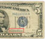 Банкнота США 5 долларов (серебряный сертификат) 1934A H 46133156 A. F