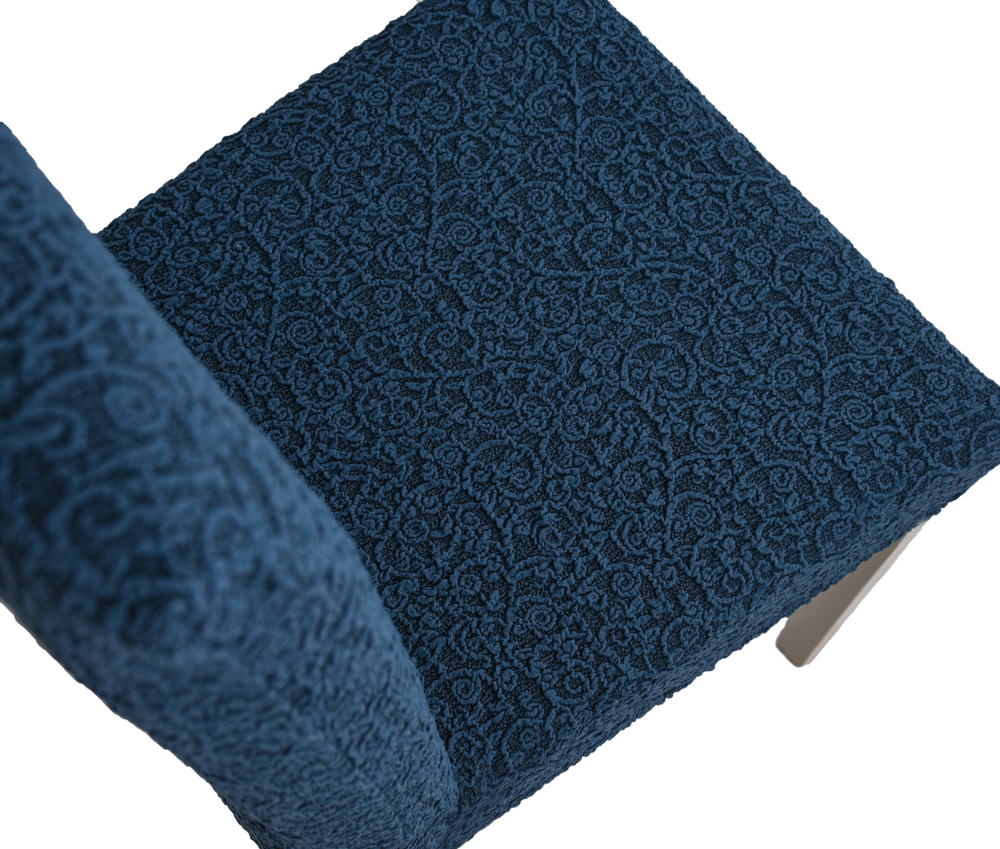 Чехол на стул без оборки Жаккард, цвет Индиго, Набор 4 шт.