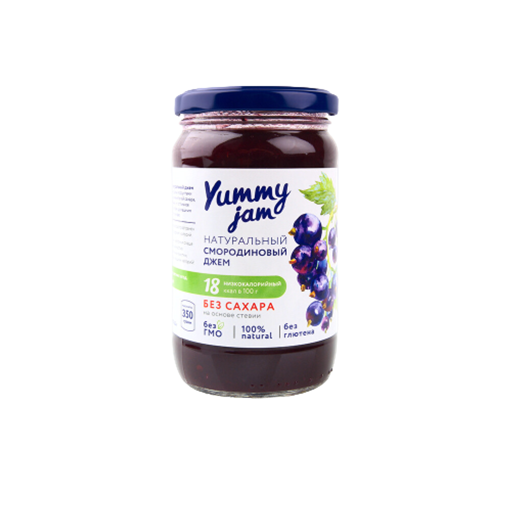 Фруктовый джем низкокалорийный без сахара Yummy Jam, смородиновый, 350гр