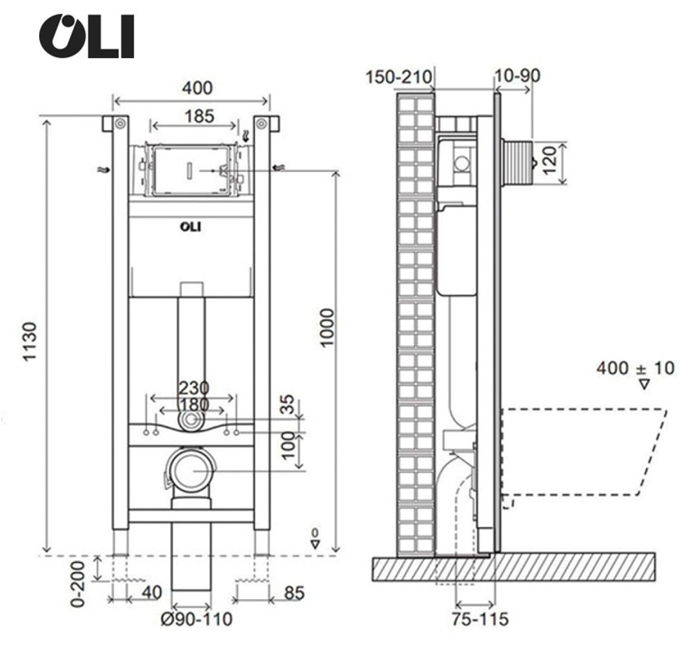 Инсталляция механическая OLI Expert Total Black LE (0400*1150*0150)