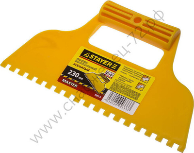STAYER 230 мм, зубчатый 6х6 мм, пластмассовый, Малярный шпатель, MASTER (1022-6)