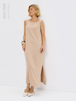 Льняной сарафан макси с карманами