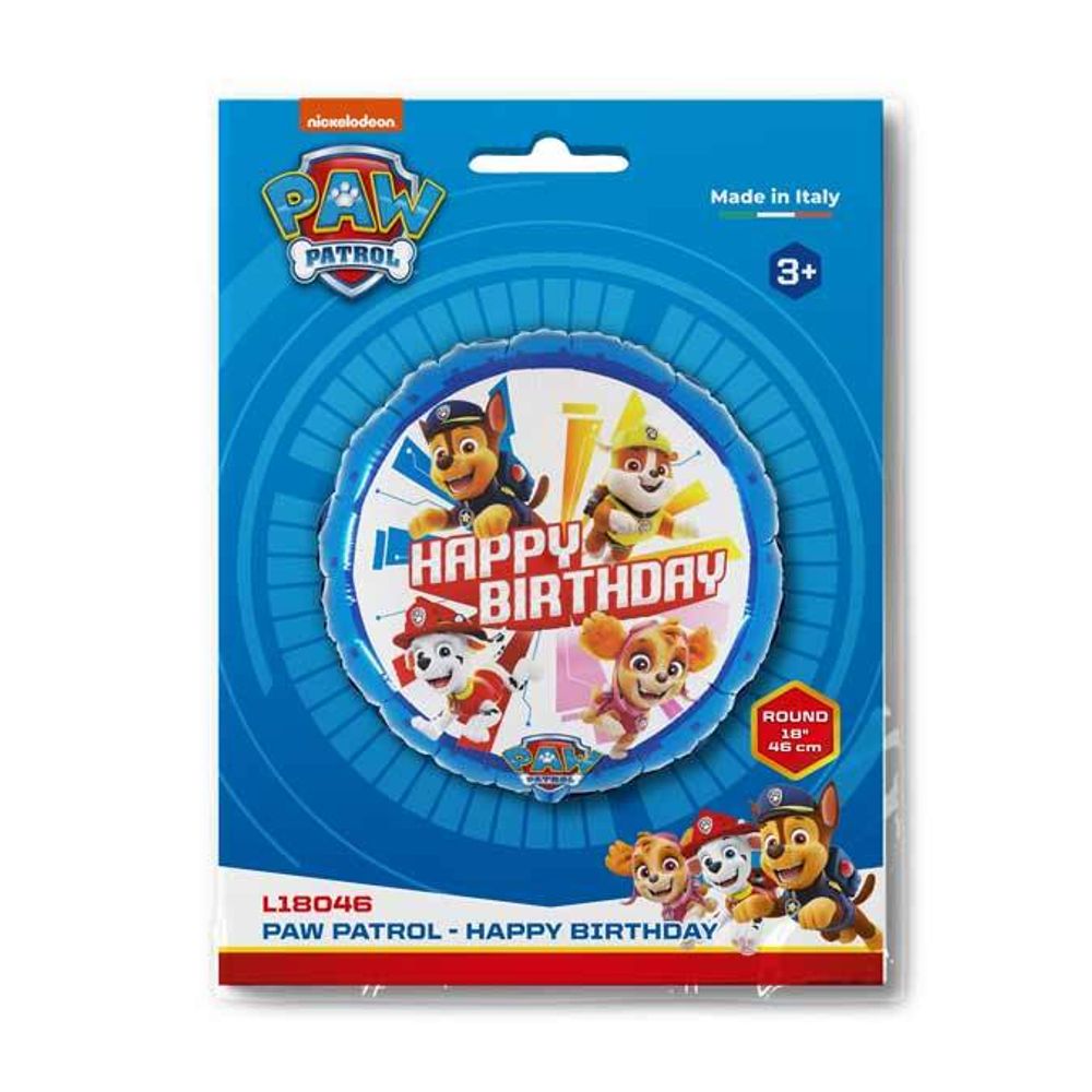Шар (18''/46 см) Круг, Щенячий Патруль, С Днем Рождения!, 1 шт. в упак.