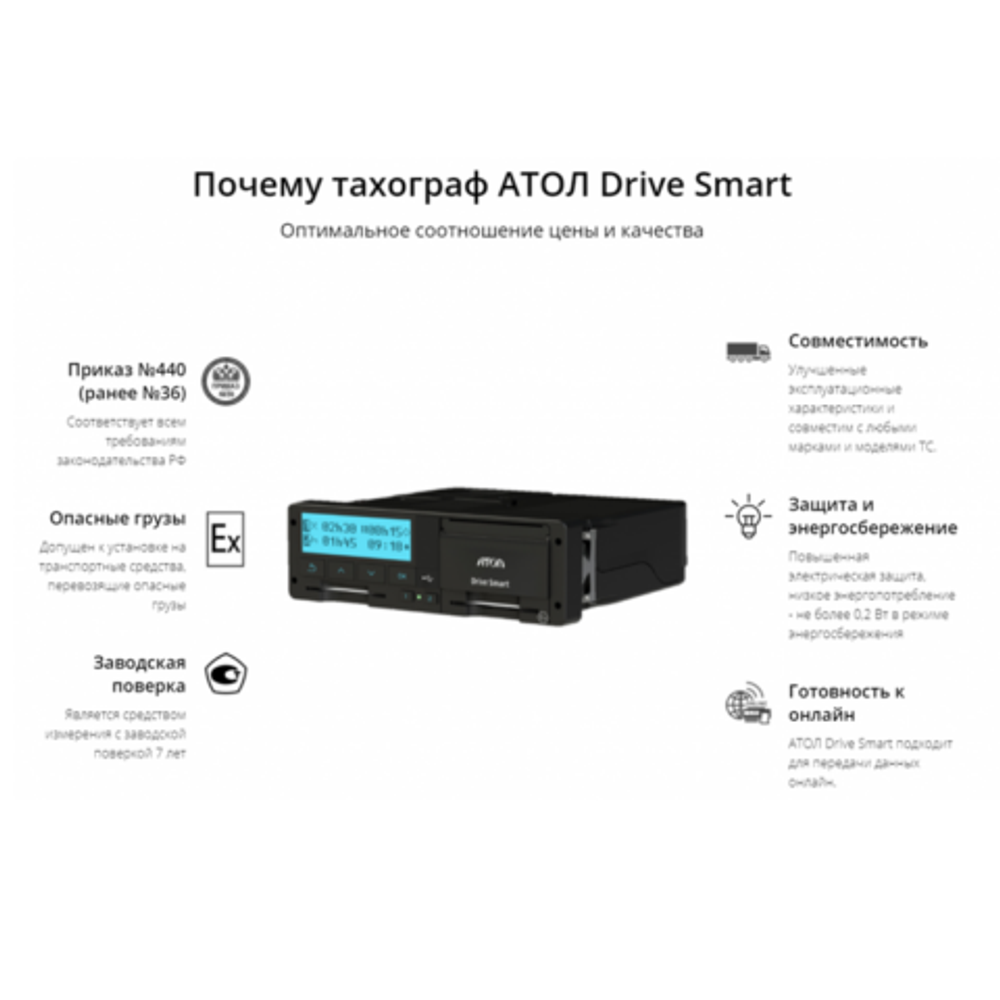 Тахограф «АТОЛ Drive SMART» с СКЗИ