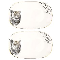 Блюдо сервировочное (с элементами золота) "Саванна/Тигр" 30*19*3см. (min6) (транспортная упаковка)