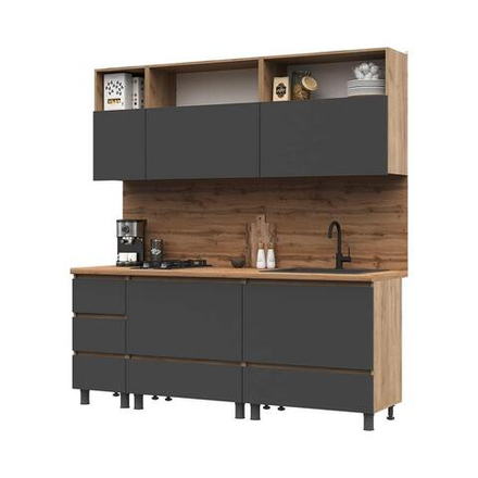 Хелен Кухня 2.0 м Крафт золотой / Графит серый