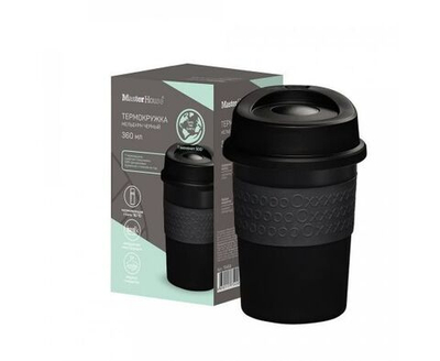 Термокружка Melbourne-360, колба нержавеющая сталь, 0.36л, Pitch black, черный 75457 Master House