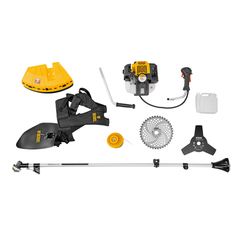 Триммер бензиновый DGT 430, 43 см3, 2.5 л. с, неразъемная штанга, состоит из 2 частей Denzel