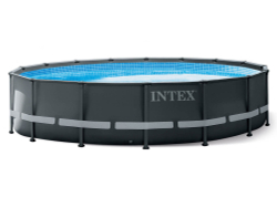 Каркасный бассейн Intex Ultra Frame, 488х122 см + песочный ф/насос 4500 л/ч, лестница, тент, подстилка (26326)