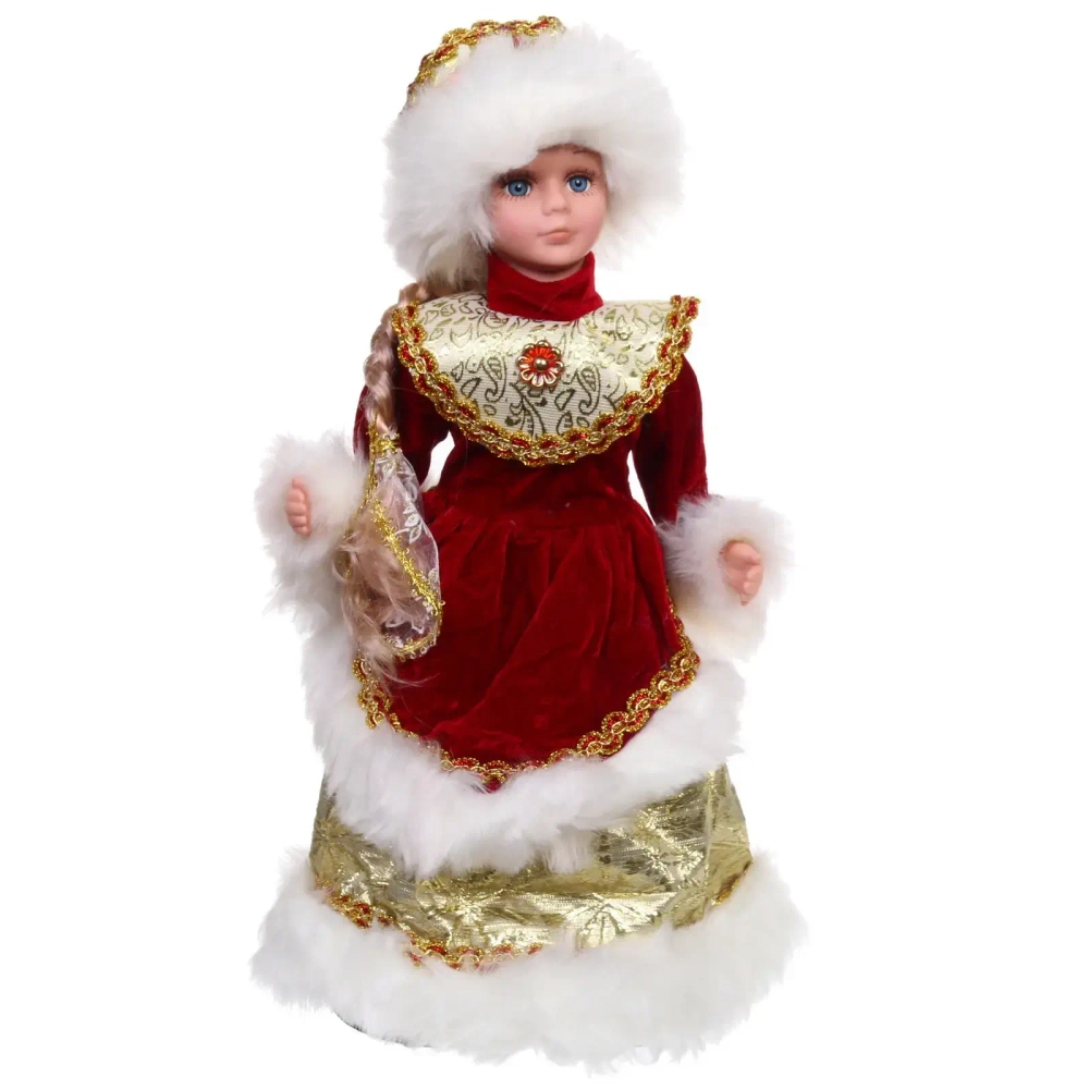 Снегурочка «Новогодняя пьеса» 40 см в красной шубке