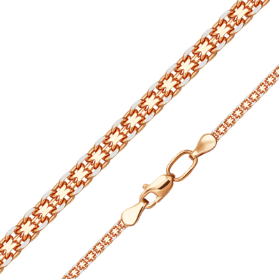 Цепь из красного золота с алмазной гранью (плетение «Бисмарк двойной якорь»)